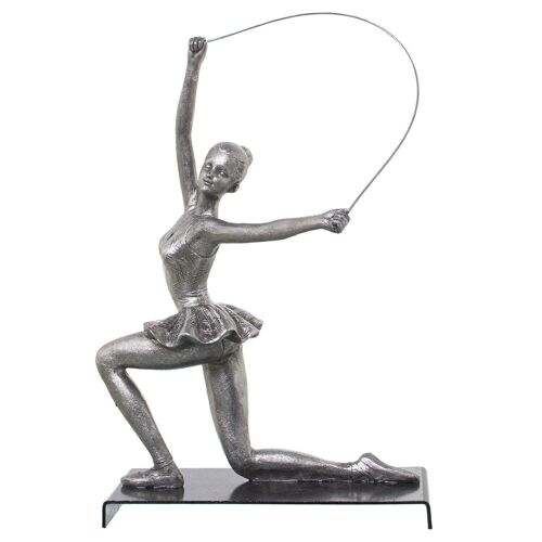 FIGURA RESINA GIMNASIA RÍTMICACINTA PLATEADA 18X13X26CM LL49881