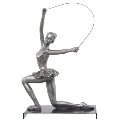 GINNASTICA RITMICA FIGURA RESINA NASTRO ARGENTO 18X13X26CM LL49881