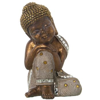 FIGURINE RÉSINE BOUDDHA BLANC/OR 15X14X23CM LL49893