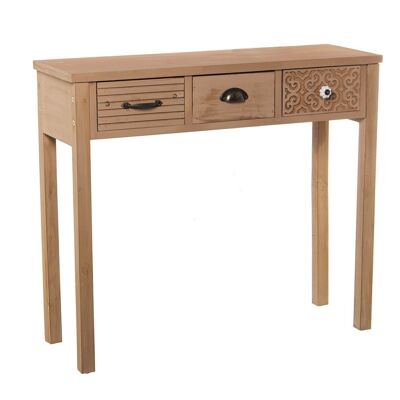 WOODEN ENTRANCE TABLE WITH 3 DRAWERS 90X30X78CM, FIR+DM+CONTRACH LL49953