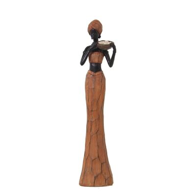 FIGURINE AFRICAINE EN RÉSINE MARRON 8X5X31CM LL49976