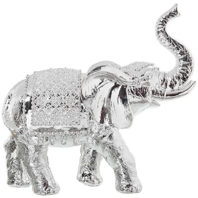 FIGURINE RÉSINE ÉLÉPHANT ARGENT 22X9X21CM LL49978