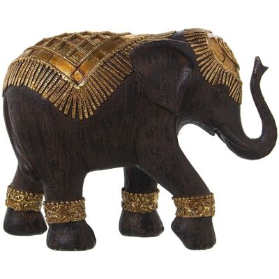 FIGURA IN RESINA ELEFANTE WENGUE DORATO/NERO 26X11X20CM LL49983