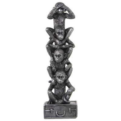 SILVER RESIN MONKEY FIGURE 9X6X29CM LL49996