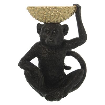 MONKEY RESIN CANDLE HOLDER BLACK/GOLD 17X12X22CM LL50063