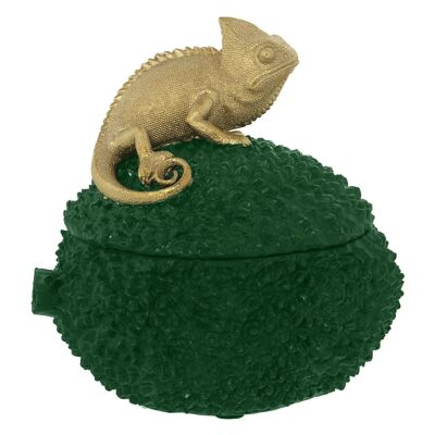 BOÎTE EN RÉSINE CAMÉLÉON VERT OSC./OR 20X16X20CM LL50065