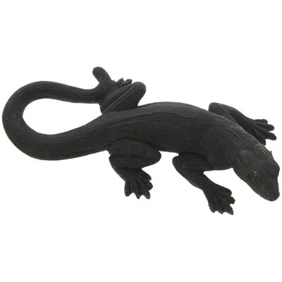 FIGURA LAGARTO RESINA NEGRO GRANULADO 16X8X3,5CM LL50069