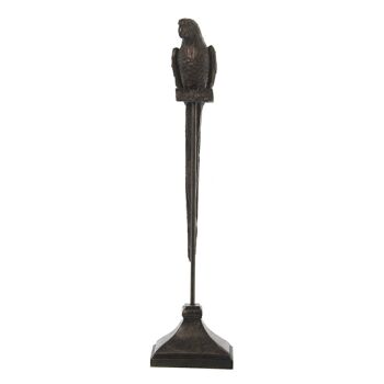 FIGURINE DE PERROQUET EN RÉSINE AVEC SUPPORT COULEUR BRONZE 17,5X13X72CM LL50082