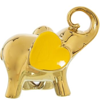 FIGURINE D'ÉLÉPHANT EN CÉRAMIQUE OR/JAUNE 27X12X25CM LL50088