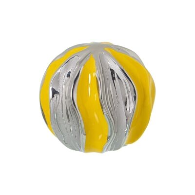 SFERA IN CERAMICA ARGENTO/GIALLA °9,5X9CM LL50109