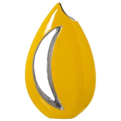 YELLOW/SILVER CERAMIC VASE 17X7X31CM LL50130