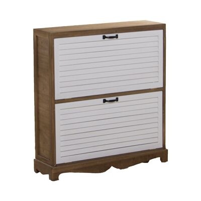 ÉTAGÈRE À CHAUSSURES EN BOIS 2-P BLANC/NATUREL 76X22X93CM, BOIS:PAULOWNIA LL50149