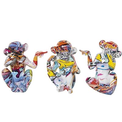 RESIN FIGURE MONKEY SEE GRAFFITI 13X10X15CM LL50156