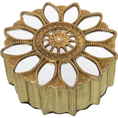 GOLDEN RESIN FLOWER BOX 19X19X8.5CM LL50182