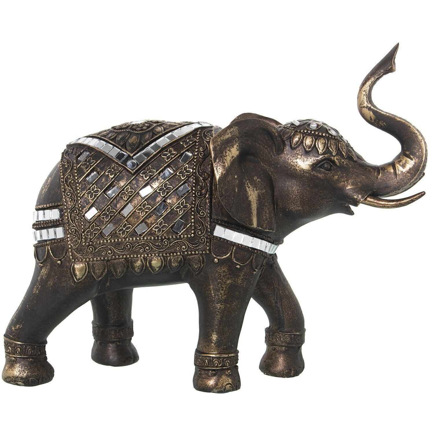 FIGURA IN RESINA ELEFANTE DORATO 27X11X23CM LL50184