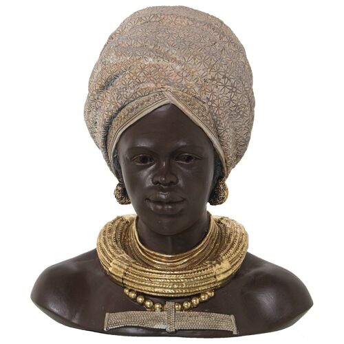 FIGURA RESINA BUSTO AFRICANA 29X20X33CM LL50193