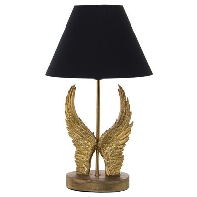 LAMPE DE TABLE EN RÉSINE À AILES DORÉES, 1XE27, MAX.40W °26X44CM, CÂBLE NOIR 163CM LL50203