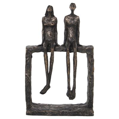 FIGURINE EN RÉSINE D'UN COUPLE VIEILLI ASSIS 17X10X27CM LL50205