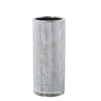 VASE CÉRAMIQUE BLANC/ARGENT °12X29CM LL50231