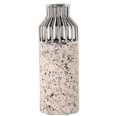 VASO CERAMICA ARGENTO / EFFETTO GRANITO _13X13X35CM LL50260