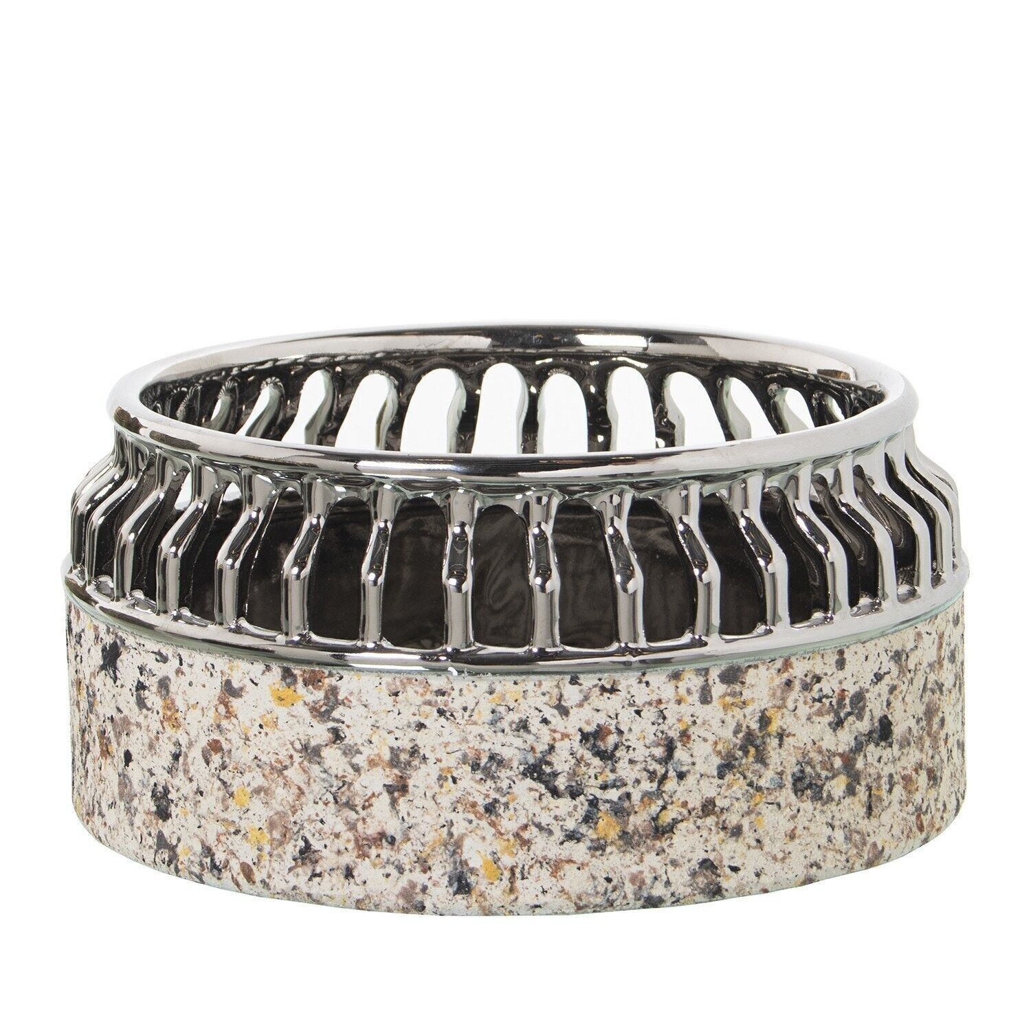 SILVER/GRANITE EFFECT CERAMIC PLANTER _°20X10CM LL50262