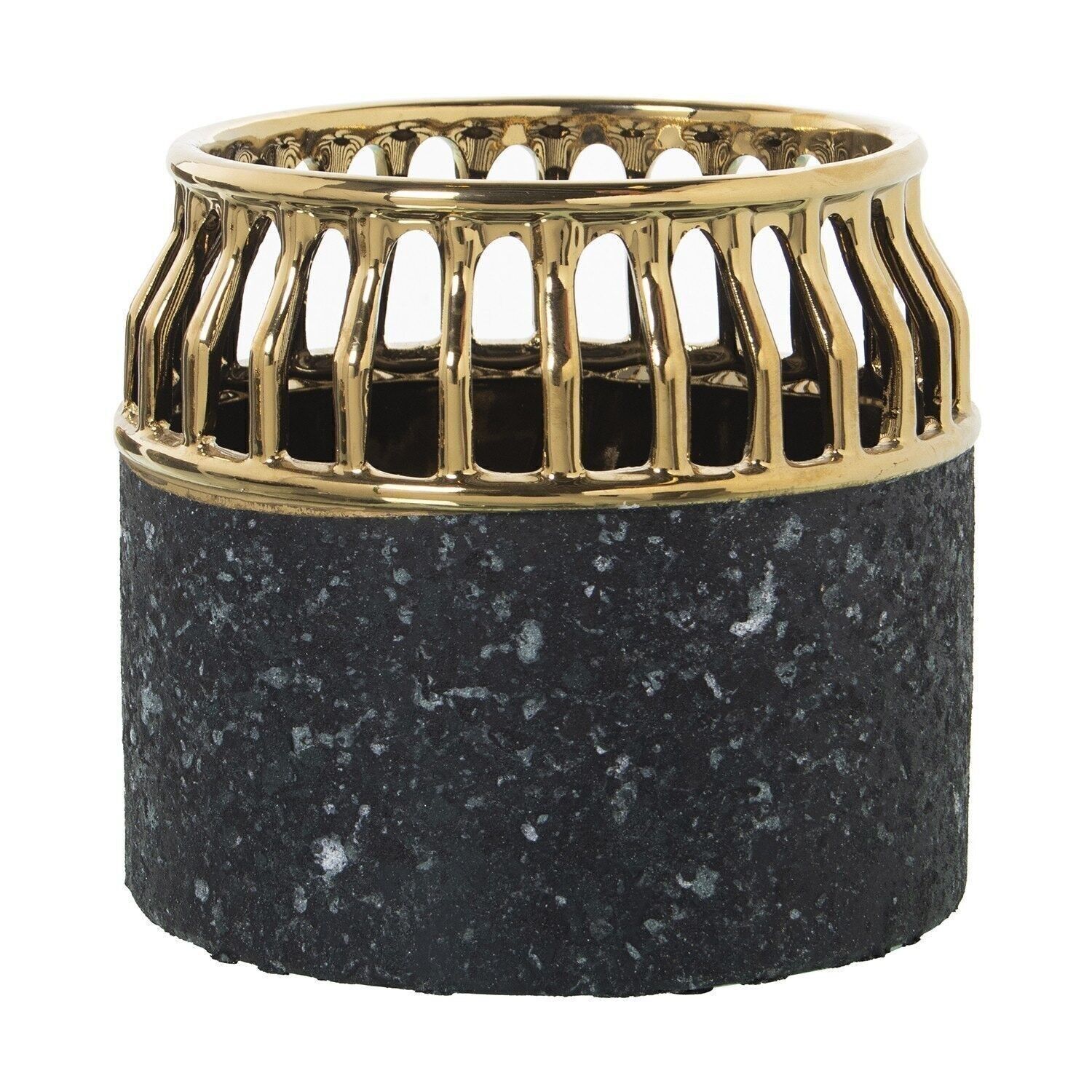 GOLD/DUNKELGRAU KERAMIKVASE °18X16CM LL50267