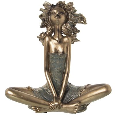 FIGURINE EN RÉSINE DE FILLE ASSISE DORÉE 24X12X26CM LL50291