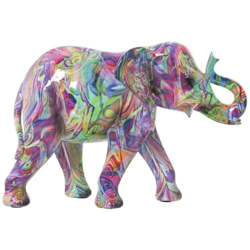 FIGURA RESINA ELEFANTE DECORADO GRAFITI 29X11X20CM LL50303