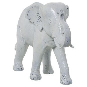 FIGURINE EN RÉSINE ÉLÉPHANT BLANC ANTIQUE 29X11X20CM LL50304 2