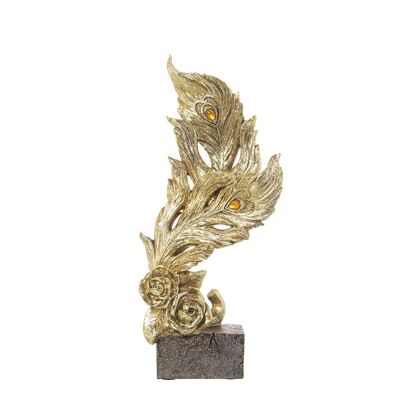 GOLDENE BLÄTTER HARZFIGUR MIT SOCKEL 15X9X34CM LL50305