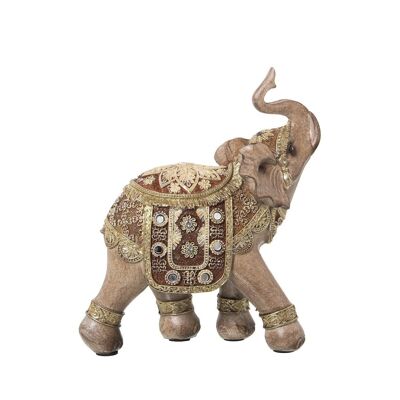 FIGURINE RÉSINE ÉLÉPHANT GRIS/DORÉ 17X7X19CM LL50311