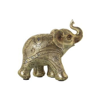 FIGURINE RÉSINE ÉLÉPHANT DORÉ 17X7X16CM LL50314