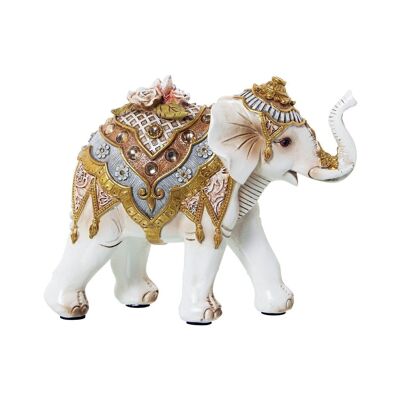 FIGURA IN RESINA ELEFANTE BIANCO/ORO 19X7X15CM LL50316