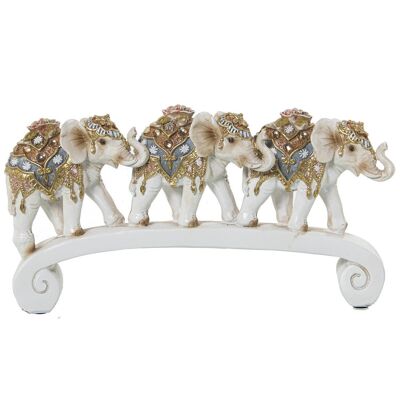 RESIN FIGURE 3 WHITE/GOLD ELEPHANTS W/BASE 26X5X16CM LL50318