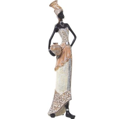 FIGURA IN RESINA AFRICANA BIANCO/ORO 12X11X46CM LL50323