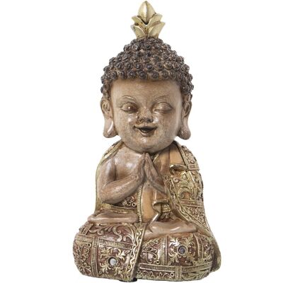 FIGURINE DE BOUDDHA POLYCHROME EN RÉSINE 11X9X20CM LL50331