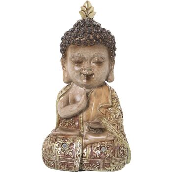 FIGURINE DE BOUDDHA POLYCHROME EN RÉSINE 13X10X23CM LL50332