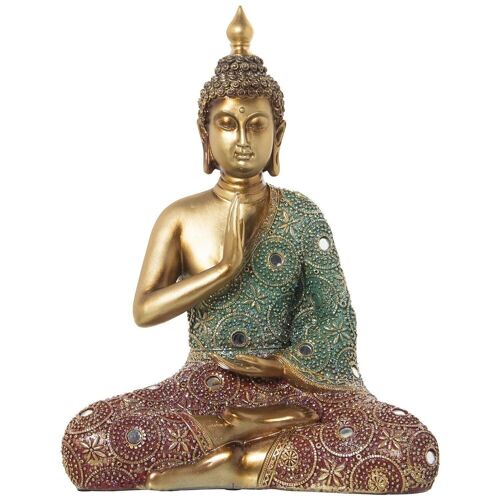 FIGURA RESINA BUDA DORADO/COLORES 30X17X39CM LL50334