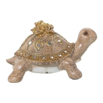 FIGURINE TORTUE MARRON/OR RÉSINE 17X12X10CM LL50335