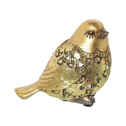 FIGURA RESINA PÁJARO DORADO 11X6X9CM LL50341