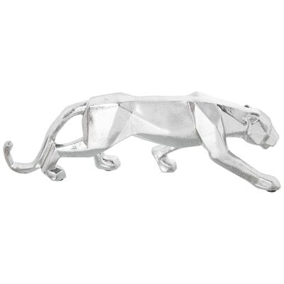 FIGURA PANTERA RESINA PLATEADAORIGAMI 44X7X14CM LL50348