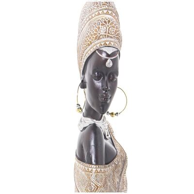 AFRIKANISCHE HARZBÜSTE FIGUR SCHWARZ/GOLD _18X9X42CM LL50349