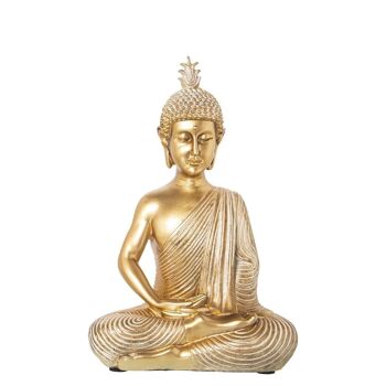 FIGURINE BOUDDHA DORÉ EN RÉSINE 17X10X26CM LL50388