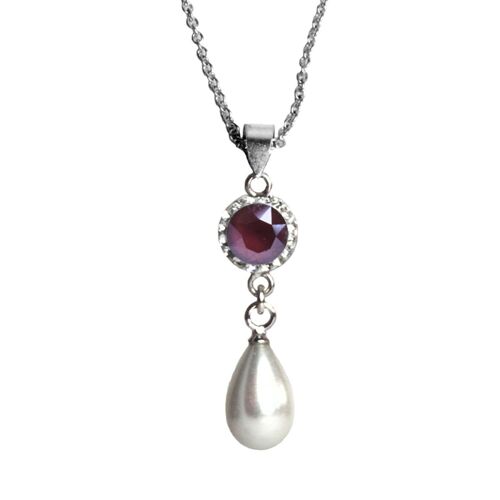 Kette Greta 925 Silber crystal dark red