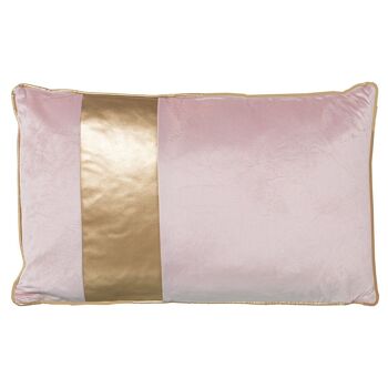 COUSSIN 50X30 VELOURS ROSE BANDE OR AVEC ZIPPER 50X30CM LL50591 1