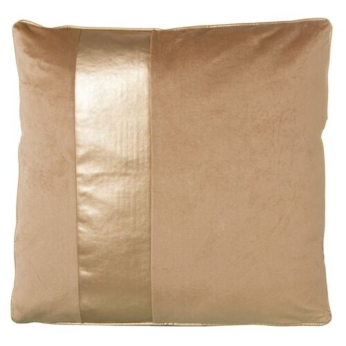 COJIN 45X45 TERCIOPELO BEIGE FRANJA DORADA C/CREMALLERA _45X45CM LL50596