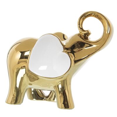 FIGURA ELEFANTE CERAMICA BIANCO/ORO 27X12X25CM LL51001