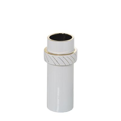 VASO CERAMICA ORO/BIANCO °11X25CM LL51006