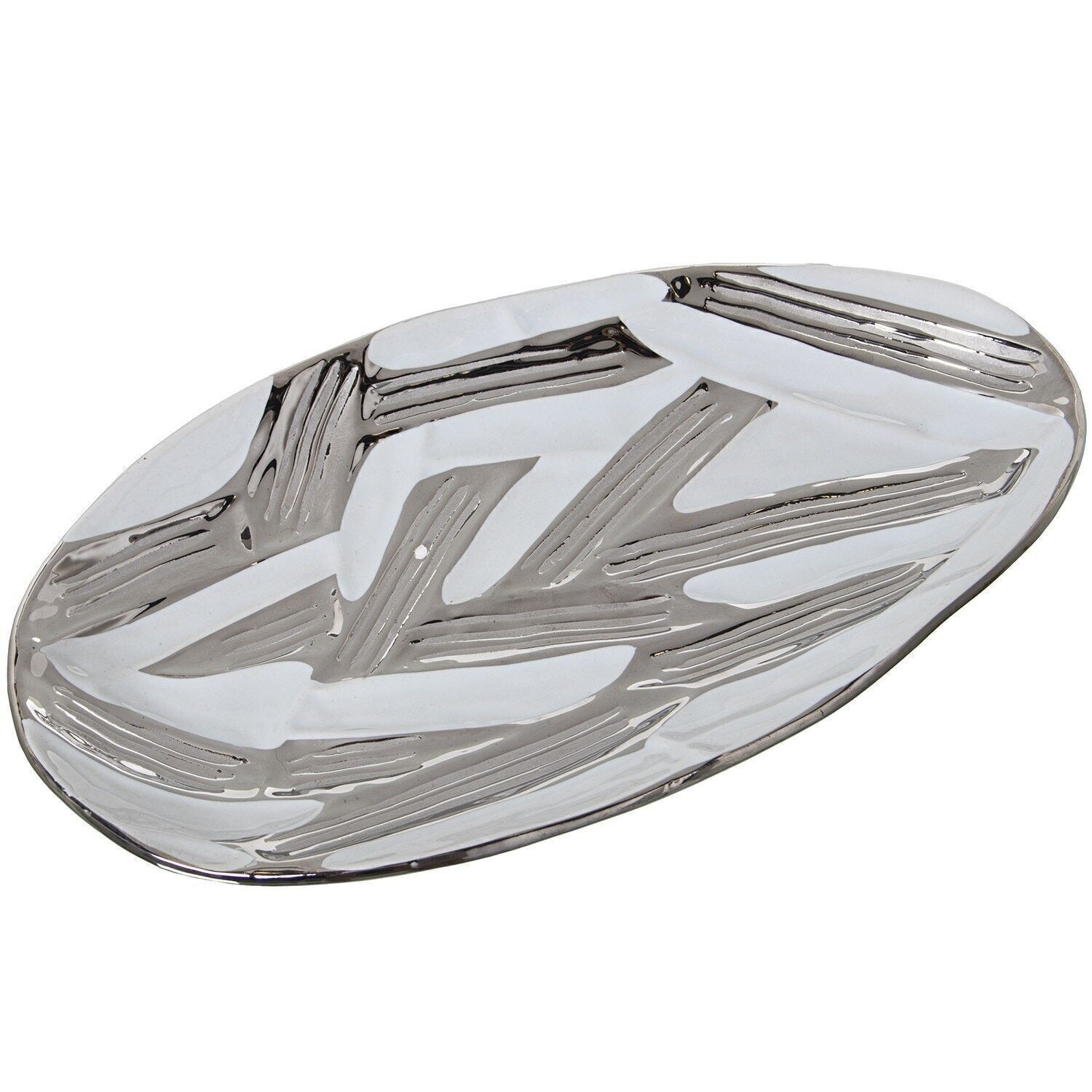 WEISS/SILBER KERAMIK ZENTRUM 30X16X3CM LL51012