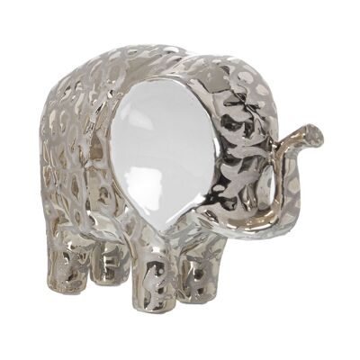FIGURA DI ELEFANTE IN CERAMICA ORO/BIANCO _17X8X13CM LL51018